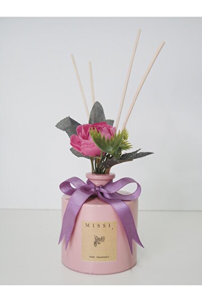 Missi 200 ml Çiçek Aksesuarlı Lila Cam Şişe White Rose Oda Kokusu