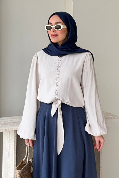 Tesettür Diyarı Larel Tansel Υφασμάτινο Πουκάμισο Τεσεττούρ με Μανίκια Μπαλόν...