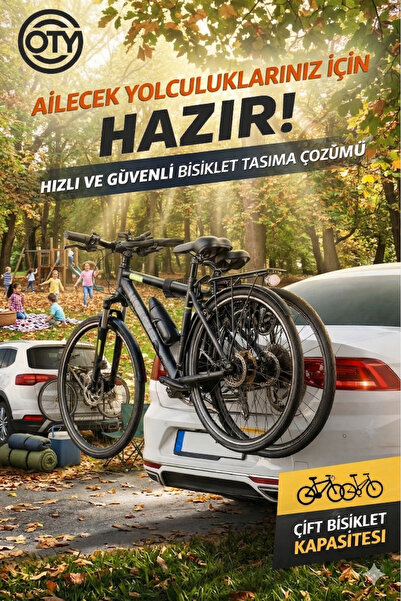OTY 2 Bisiklet Taşıma Aparatı Yeni Nesil Tüm Araçlara Uyumlu (Suv-Sedan-Hacba...