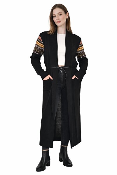 onno style woman Αθλητικά πλεκτά ρούχα Μακριά ζακέτα με σχέδιο κιλίμ