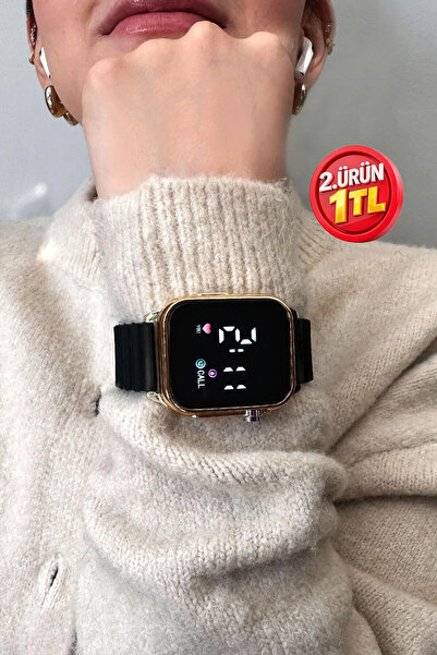 Aqua Di Polo 1987  Siyah Gold Silikon Unisex Dijital Led Kol Saati