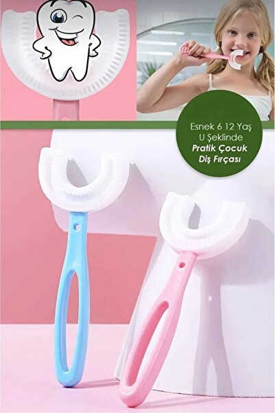 lawrenceshop Pembe Kız Çocuk Diş Fırçası U Şeklinde Pratik Diş Fırçası Saplı ...
