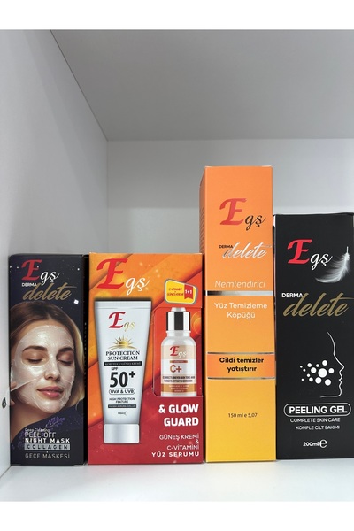 Egş DERMA delete YÜZ TEMİZLEME KÖPÜĞÜ+ SOYUCU KREM+ COLLAGEN GECE MASKESi+ F1...