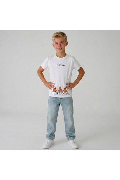 edoy Cotton CuteWay Cones at Work εμπριμέ κοντομάνικο εποχιακό μπλουζάκι