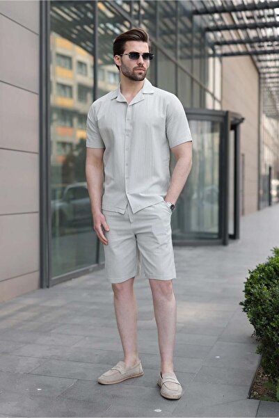 Madmext Σετ ανδρικό σορτς πουκάμισο Mint Green 5956