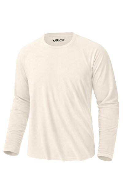 Rich Men's Ecru Basic Long Sleeve T-Shirt Sportsman Body T-Shirt