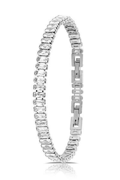 Poloair Steel Luxury Zircon Stone Elegant Waterway Bracelet Silver Color
