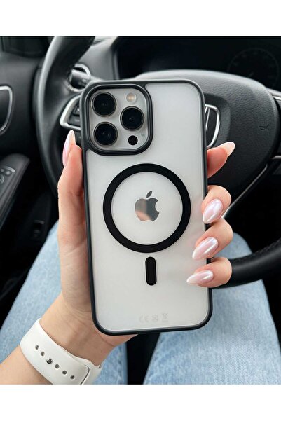KVK PRİVACY iPhone 16 Pro Max Magsafe Uyumlu Siyah Şeffaf Telefon Kılıfı Darb...