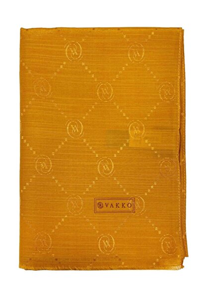 Vakko Cotton Silk Shawl - Monogram - Honey Foam