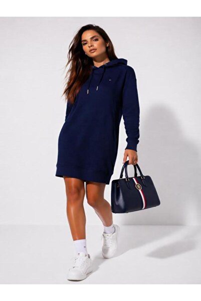 Tommy Hilfiger WOMEN'S MINI ORGANIC COTTON DRESS WITH HOOD