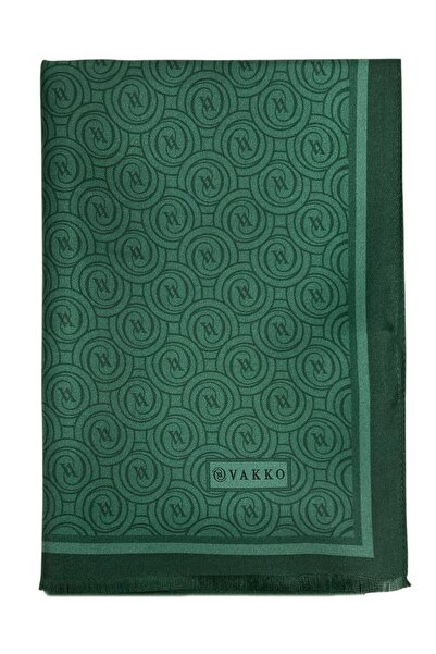 Vakko Twill Silk Shawl - New Monogram - Emerald