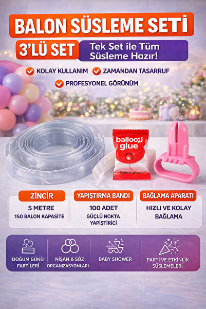 FESTİLO Balon Süsleme Parti Seti - Zincir + Yapıştırma Bandı + Bağlama Aparat...