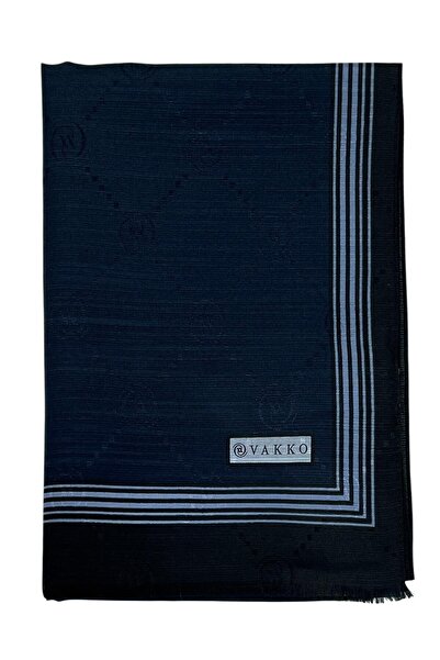 Vakko Βαμβακερό μεταξωτό σάλι - Μονόγραμμα με περίγραμμα - Βουργουνδία