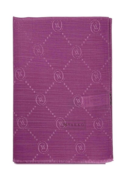 Vakko Βαμβακερό μεταξωτό σάλι - Μονόγραμμα - Βιολετί