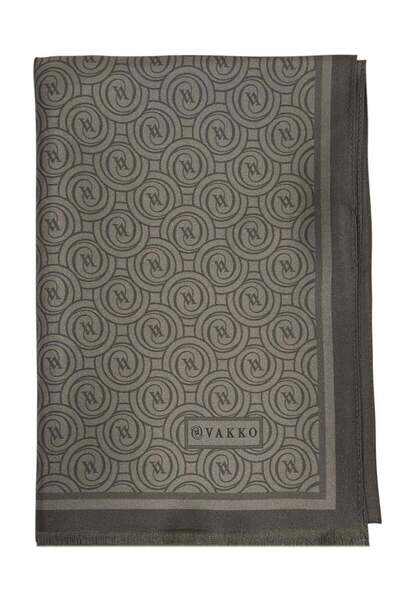 Vakko Twill Silk Shawl - New Monogram - Mink