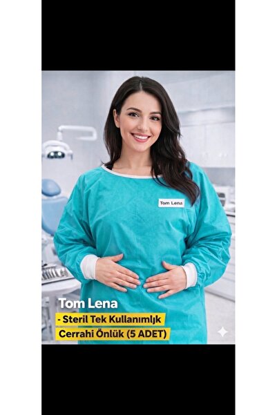Tom Lena Tek Kullanımlık 5 'li Cerrahi Box Önlük Ultrasonıc Üretim XL Turkuaz