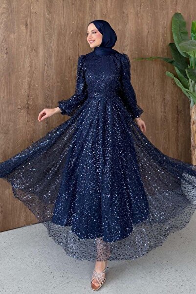 Şulemoda Giyim Ναυτικό μπλε βραδινό φόρεμα Lowel