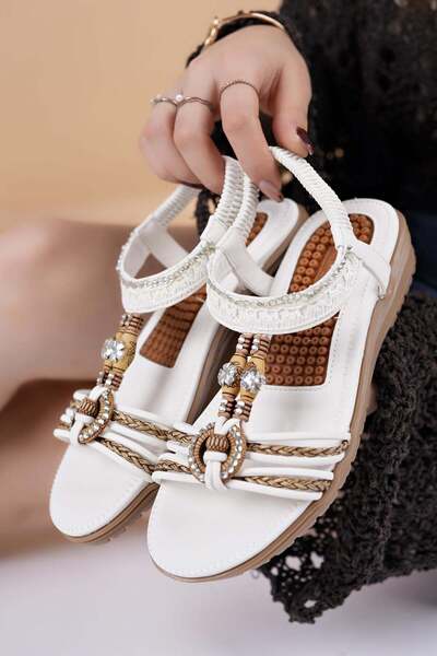 Guja 24Y120 4 Бели каменни анатомични дамски сандали