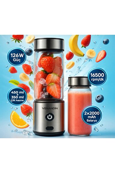 Lizbon Fruly 450ml ve 350ml Taşınabilir Blender - Çelik Gövde, Type-C Şaarjlı...