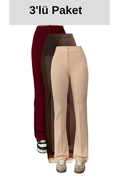 THIFF GYMWEAR Crepe Fabric Lycra Γυναικείο Παντελόνι Palazzo Σετ 3 τεμ