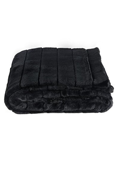 Palmi Nature Siyah Luxury Dekoratif Throw Battaniye 140 x 190 cm