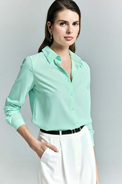 Sateen Απλό Κλασικό Πουκάμισο - Χρώμα Μέντας