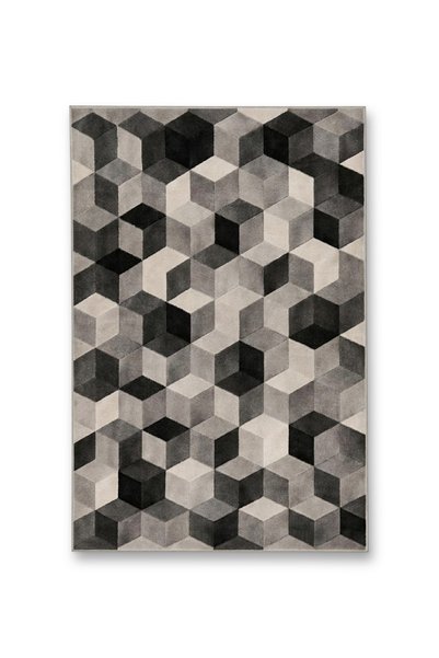Rugs Modern Halı Sdt Cube Patterned Geometric Modern Anthracite Woven Base De...
