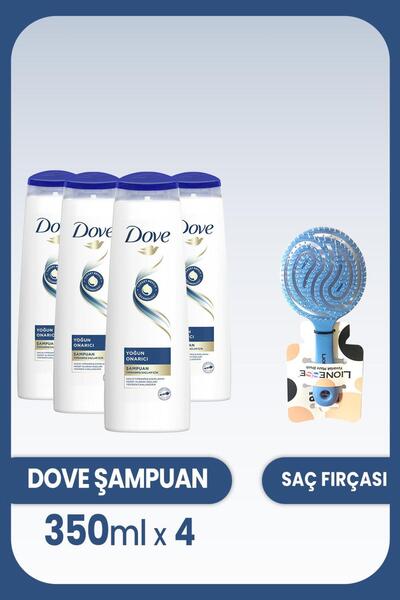 Dove شامبو لإصلاح الشعر التالف بشكل مكثف 350 مل × 4 قطع وفرشاة شعر