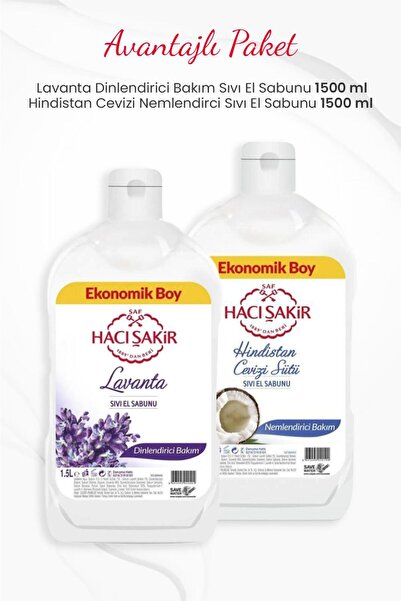Hacı Şakir Lavender 1500 ml and Coconut Liquid Hand Soap 1500 ml