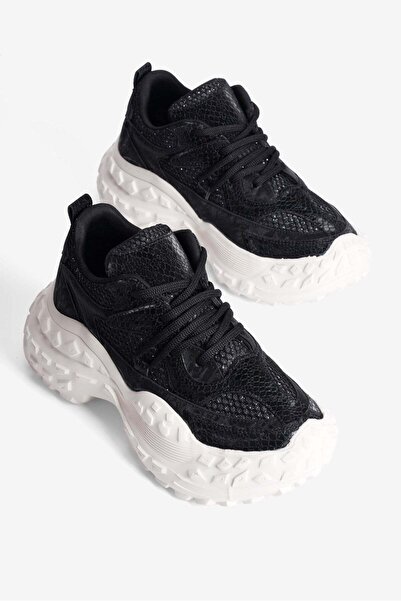 Mubiano Γυναικεία αθλητικά παπούτσια με χοντρή σόλα με σχέδιο φιδιού και λεπτ...