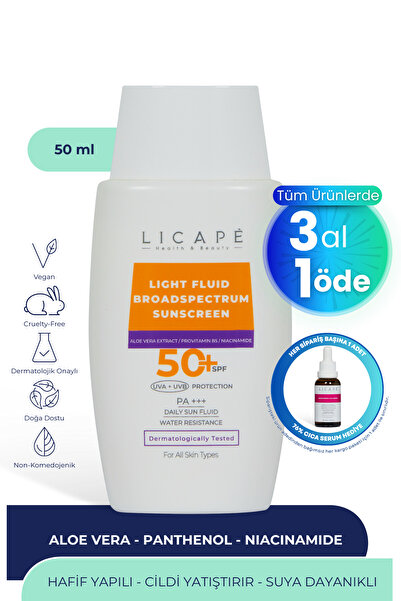 Licape Yüksek Koruma Suya Dayanıklı Tüm Cilt Tiplerine Uygun 50 Faktör Likit ...