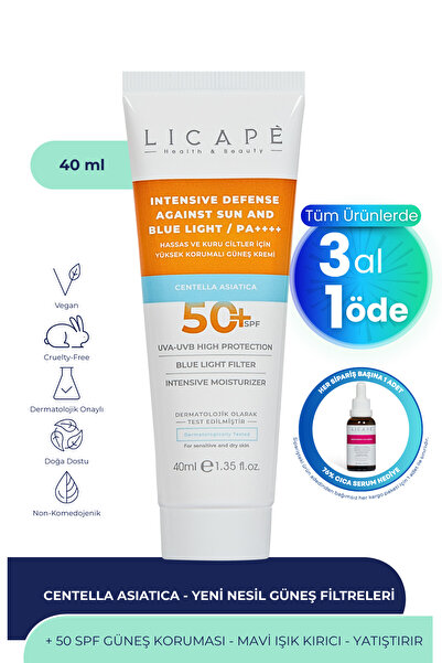 Licape Hassas Ve Kuru Ciltler İçin Yüksek Korumalı 50 Faktör Güneş Kremi 40ml