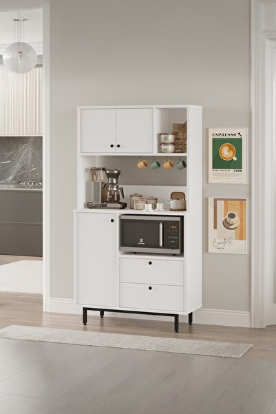 Yurupa Latte Serisi Kahve Köşesi Çok Amaçlı Dolap Mutfak Dolabı Beyaz LAT3-W