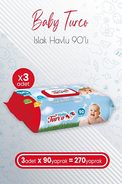 Baby Turco Islak Bebek Havlusu 90' lı x 3 Adet (270 Yaprak)
