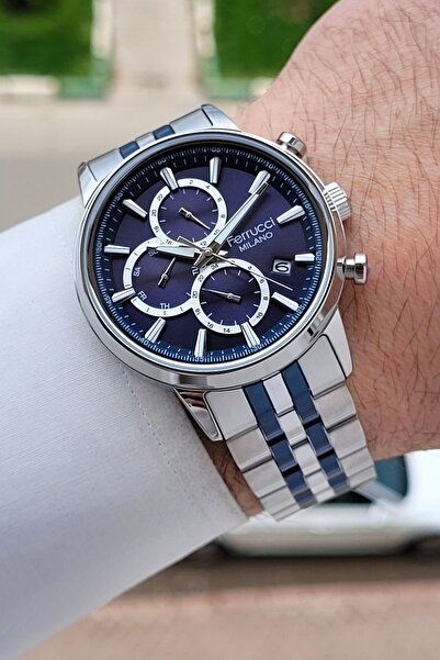 Ferrucci Navy Blue Silver Color Inner Indicators Active 41 mm Men's Wristwatch