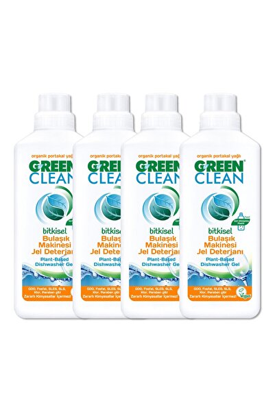 Green Clean جل غسيل الأطباق العشبي بزيت البرتقال العضوي 1000 مل، عبوة من 4 قطع