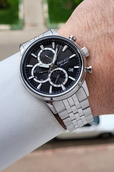 Ferrucci Dial Black Band Silver Color Inner Indicators Active 41 mm Men Wrist...