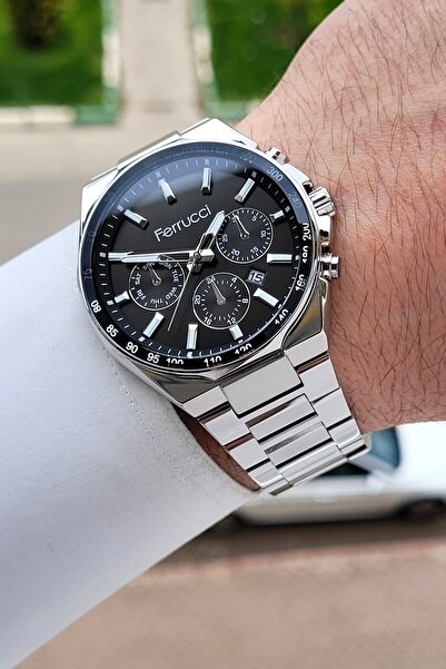Ferrucci Dial Black Band Silver Color Inner Indicators Active 42 mm Men's Wri...