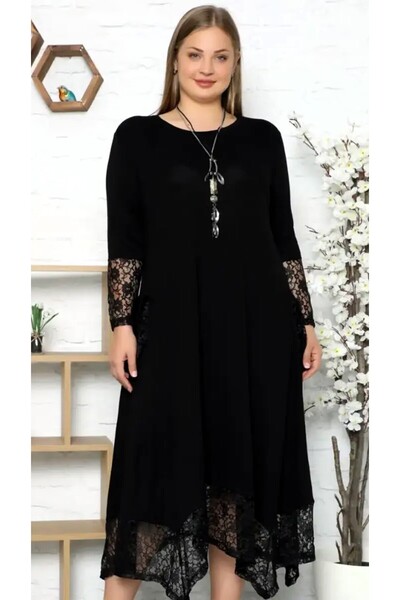 Kheos Μακρυμάνικο φόρεμα με τσέπη στο μανίκι και στρίφωμα από δαντέλα