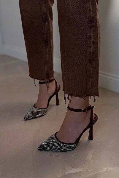 POLKA STORE Venüs Sivri Burun Arka Açık Stiletto Bantlı Abiye Topuklu Kadın A...
