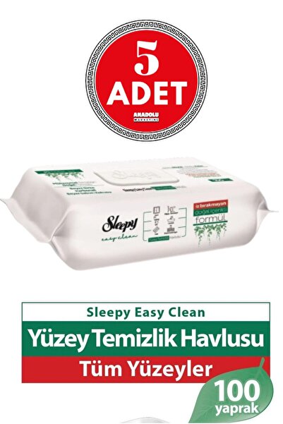 Sleepy منشفة تنظيف الأسطح سهلة التنظيف 100 ورقة (5 قطع)