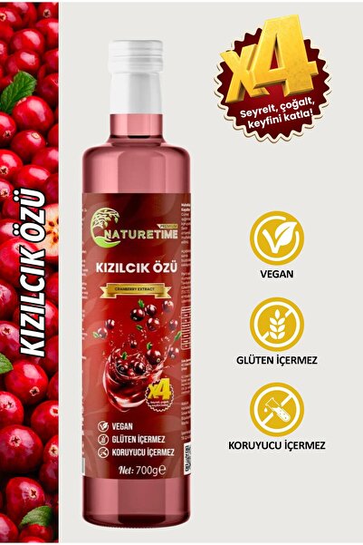 Naturetime Premium Kızılcık Özü 700 gr Glütensiz Katkısız Doğal Organik Pesti...