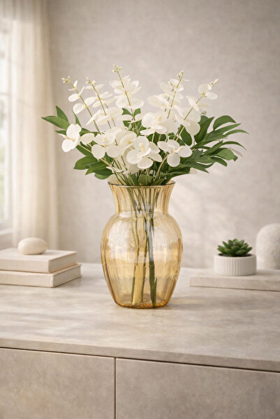 ANGDESİGN Διακοσμητικό Γυάλινο Βάζο Σαφράν Μέλι-20 εκ. •• Βάζο Διακόσμησης Σπ...