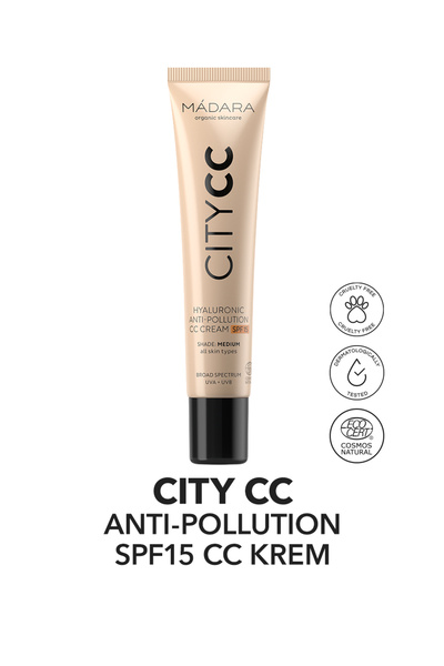 Mádara CITY CC Nemlendirici, Anti-pollution, SPF15 Güneş Korumalı CC Krem 30ml