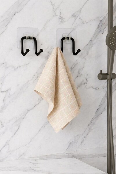 Sas Haus Güçlü Yapışkanlı Çift Kancalı Banyo ve Mutfak Askısı Metal Duvar Ask...