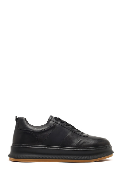 Derimod Erkek Siyah Bağcıklı Kalın Tabanlı Spor Ayakkabı, Hakiki Deri Sneaker...