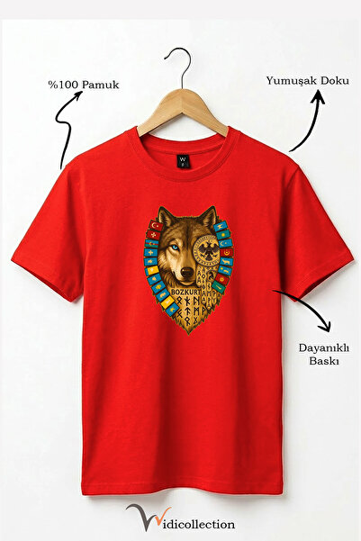 WİDİ Μπλουζάκι Bozkurt Göktürk Alphabet και σημαίες των Τουρκικών Πολιτειών μ...