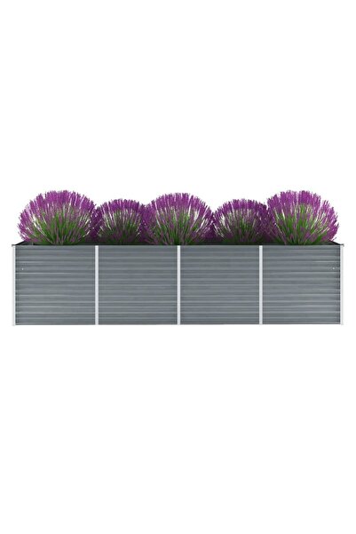 vidaxl Garden Raised Bed Galvanised Steel 320x80x77 cm Grey