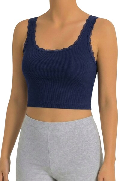 Öts Γυναικείο σουτιέν από βαμβακερό λύκρα με ραβδώσεις με χοντρό λουράκι