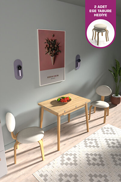 VİLİNZE Lodos Sandalye Avanos Ahşap MDF Mutfak Masası Takımı - 90x120 cm
